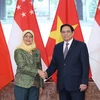 Thủ tướng Phạm Minh Chính tiếp Tổng thống Cộng hòa Singapore Halimah Yacob thăm cấp Nhà nước Việt Nam vào tháng 10/2022. (Ảnh: Dương Giang/TTXVN)