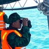 Cán bộ chiến sỹ Đồn Biên phòng Hòn Chuối ra biển tìm kiếm cứu hộ, cứu nạn trên biển. (Nguồn: CTV Biên phòng)