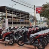 Các sản phẩm xe máy của Honda Việt Nam được bày bán trên đường Mê Linh, thành phố Vĩnh Yên, tỉnh Vĩnh Phúc. (Ảnh: Nguyễn Trọng Lịch/TTXVN)