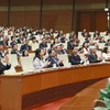 Tổng Bí thư Nguyễn Phú Trọng và các lãnh đạo Đảng, Nhà nước, đại biểu Quốc hội dự kỳ họp. (Ảnh: TTXVN)