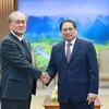 Thủ tướng Phạm Minh Chính tiếp ông Akiba Takeo, Tổng Thư ký Hội đồng An ninh Quốc gia Nhật Bản. (Ảnh: Dương Giang/TTXVN)