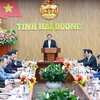 Thủ tướng Phạm Minh Chính phát biểu tại buổi làm việc với lãnh đạo chủ chốt tỉnh Hải Dương. (Ảnh: Dương Giang/TTXVN)