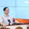 Thủ tướng Phạm Minh Chính phát biểu tại buổi làm việc. (Ảnh: Dương Giang/TTXVN)