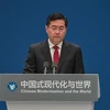 Ủy viên Quốc vụ, Bộ trưởng Ngoại giao Trung Quốc Tần Cương phát biểu tại thành phố Thượng Hải. (Ảnh: AFP/TTXVN)