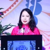 Phó Chủ tịch nước Võ Thị Ánh Xuân phát biểu tại phiên khai mạc Hội nghị Thượng đỉnh Phụ nữ Toàn cầu 2023. (Ảnh: Lâm Khánh/TTXVN)