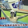 Vận động viên Nguyễn Huy Hoàng về nhất tại Chung kết Bơi 400m Tự do Nam với thành tích 3 phút 49 giây 50. (Ảnh: Minh Quyết/TTXVN)