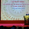Chủ tịch nước Võ Văn Thưởng phát biểu tại buổi lễ. (Ảnh: Lâm Khánh/TTXVN)
