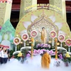Pháp chủ Giáo hội Phật giáo Việt Nam chủ trì nghi thức cúng dường Phật đản. (Ảnh: Tiến Lực/TTXVN)