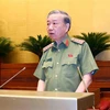 Đại tướng Tô Lâm, Bộ trưởng Bộ Công an, giải trình, làm rõ một số vấn đề đại biểu Quốc hội nêu. (Ảnh: Phạm Kiên/TTXVN)
