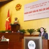 Chủ tịch Quốc hội Vương Đình Huệ phát biểu tại phiên chất vấn và trả lời chất vấn. (Ảnh: Doãn Tấn/TTXVN)