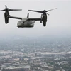 Máy bay Osprey của Mỹ bay qua Los Angeles, bang California, ngày 14/10/2022. (Ảnh: AFP/TTXVN)