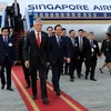 Lễ đón Thủ tướng nước Cộng hòa Singapore Lý Hiển Long tại Sân bay Quốc tế Nội Bài. (Ảnh: An Đăng/TTXVN)