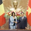 Chủ tịch Quốc hội Vương Đình Huệ và Chủ tịch Thượng viện Vương quốc Bỉ Stéphanie D'Hose. Ảnh: Doãn Tấn - TTXVN