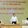 Phó Thủ tướng Trần Lưu Quang, Tổ trưởng Tổ công tác, phát biểu. (Ảnh: Lâm Khánh/TTXVN)