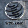 Biểu tượng của Tổ chức Thương mại thế giới (WTO) tại trụ sở ở Geneva, Thụy Sĩ. (Ảnh: AFP/TTXVN)