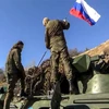 Binh sỹ thuộc lực lượng gìn giữ hòa bình Nga tới Martuni, Armenia, ngày 13/11/2020. (Ảnh: AFP/TTXVN)