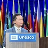Thứ trưởng Bộ Ngoại giao Hà Kim Ngọc phát biểu tại phiên toàn thể tại Đại hội đồng UNESCO khóa 42. (Ảnh: Thu Hà/TTXVN)
