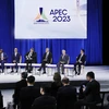 Chủ tịch nước Võ Văn Thưởng dự Đối thoại giữa các Nhà lãnh đạo APEC với ABAC. (Ảnh: Thống Nhất/TTXVN)