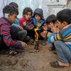 Trẻ em Palestine tại trại tị nạn ở Khan Younis, Dải Gaza. (Ảnh: THX/TTXVN) 