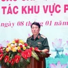Đại tướng Lương Cường, Ủy viên Bộ Chính trị, Chủ nhiệm Tổng cục Chính trị Quân đội Nhân dân Việt Nam, chủ trì buổi gặp mặt. (Ảnh: Xuân Khu/TTXVN)