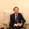 Đại sứ Việt Nam tại Italy kiêm nhiệm Malta Dương Hải Hưng trả lời phóng viên TTXVN tại Rome. (Ảnh: Dương Hoa/TTXVN)
