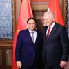 Thủ tướng Phạm Minh Chính gặp Phó Chủ tịch Quốc hội Hungary István Jakab. (Ảnh: Dương Giang/TTXVN)