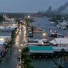 Cảnh ngập lụt do bão Idalia tại Tarpon Springs, bang Florida, Mỹ ngày 30/8/2023. (Ảnh: Getty Images/TTXVN)