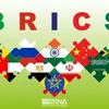 Biểu tượng Nhóm BRICS cùng quốc kỳ các nước thành viên và các nước được mời gia nhập nhóm. (Ảnh: IRNA/TTXVN)