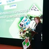 Bà Mette Moglestue, Phó Đại sứ Na Uy tại Việt Nam, phát biểu tại tọa đàm “Trách nhiệm mở rộng của nhà sản xuất (EPR): Từ chính sách đến thực thi.” (Ảnh: Trương Văn Vị/TTXVN)