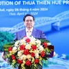 Thủ tướng Phạm Minh Chính phát biểu tại Hội nghị công bố Quy hoạch tỉnh Thừa Thiên-Huế. (Ảnh: Dương Giang/TTXVN)