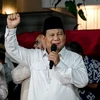 Ông Prabowo Subianto phát biểu trước báo giới và những người ủng hộ, sau khi kết quả kiểm phiếu chính thức cuối cùng cuộc bầu cử Tổng thống Indonesia được công bố tại Jakarta. (Ảnh: THX/TTXVN)