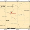 Bản đồ chấn tâm động đất ở Hàm Yên, Tuyên Quang. (Ảnh: Viện Vật lý địa cầu)