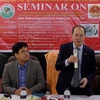 Đại sứ Việt Nam tại Bangladesh Nguyễn Mạnh Cường phát biểu tại hội thảo. (Nguồn: VOV)