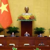 Chủ tịch Quốc hội Trần Thanh Mẫn tham dự phiên họp sáng 21/5 . (Ảnh: Phạm Kiên/TTXVN)