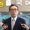 Ngoại trưởng Hàn Quốc Cho Tae-yul phát biểu với báo giới tại Seoul, Hàn Quốc. (Ảnh: Yonhap/TTXVN)