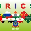 Biểu tượng Nhóm BRICS cùng quốc kỳ các nước thành viên. (Ảnh: IRNA/TTXVN)