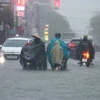 Mưa lớn gây ngập úng nhiều tuyến đường ở thành phố Hải Phòng. (Ảnh: Hoàng Ngọc/TTXVN)