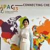 Giáo sư Nguyễn Thị Kim Thanh dự lễ trao giải thưởng "Người phụ nữ xuất sắc trong lĩnh vực hóa học hoặc kỹ thuật hóa học năm 2023" của IUPAC tháng 8/2023 tại Den Haag, Hà Lan. (Ảnh: TTXVN phát)
