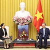 Chủ tịch nước Tô Lâm tiếp Đại sứ Lào Khamphao Ernthavanh. (Ảnh: Nhan Sáng/TTXVN)