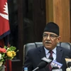 Thủ tướng Nepal Pushpa Kamal Dahal phát biểu tại Kathmandu. (Ảnh: AFP/TTXVN)