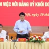 Ủy viên Bộ Chính trị, Thường trực Ban Bí thư Lương Cường phát biểu chỉ đạo tại buổi làm việc. (Ảnh: Văn Điệp/TTXVN)