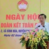 Trưởng Ban Nội chính Trung ương Phan Đình Trạc phát biểu tại Ngày hội Đại đoàn kết toàn dân tộc ấp Phú Hòa 2, xã Bình Hòa, huyện Châu Thành, tỉnh An Giang. (Ảnh: Công Mạo/TTXVN)