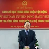 Chủ tịch Ủy ban TW Mặt trận Tổ quốc Việt Nam Nguyễn Thiện Nhân phát biểu tại buổi làm việc. (Ảnh: Nguyễn Dân/TTXVN)