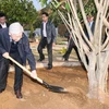 Tổng Bí thư Nguyễn Phú Trọng trồng cây lưu niệm tại Công ty Thủy điện Sơn La. (Ảnh: Thống Nhất/TTXVN)