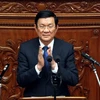 Chủ tịch Trương Tấn Sang phát biểu tại Hạ viện Nhật. (Ảnh: Nguyễn Khang/TTXVN)