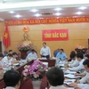 Ông Lý Thái Hải phát biểu tại Hội nghị đánh giá tình hình thực hiện kế hoạch phát triển kinh tế-xã hội quý 1 vừa qua. (Nguồn: backan.gov)