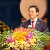 Chủ tịch UBND thành phố Hà Nội Nguyễn Thế Thảo phát biểu tại buổi lễ. (Ảnh: TTXVN)