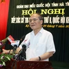 Chủ tịch Quốc hội Nguyễn Sinh Hùng phát biểu tại buổi tiếp xúc cử tri. (Ảnh: Nhan Sáng/TTXVN)