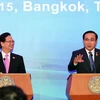 Thủ tướng Nguyễn Tấn Dũng và Thủ tướng Thái Lan Prayuth Chan-ocha họp báo chung. (Ảnh: Đức Tám/TTXVN)