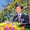 Chủ tịch nước Trương Tấn Sang phát biểu tại chương trình. (Ảnh: Trọng Đức/TTXVN)